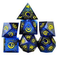 Thumbnail for Moon on Blue with Black Swirl Sharp Resin - 7pcs RPG Dice Set