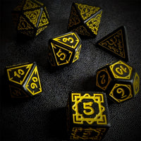 Thumbnail for Yellow Vines on Black Acrylic - 7pcs RPG Full Dice Set