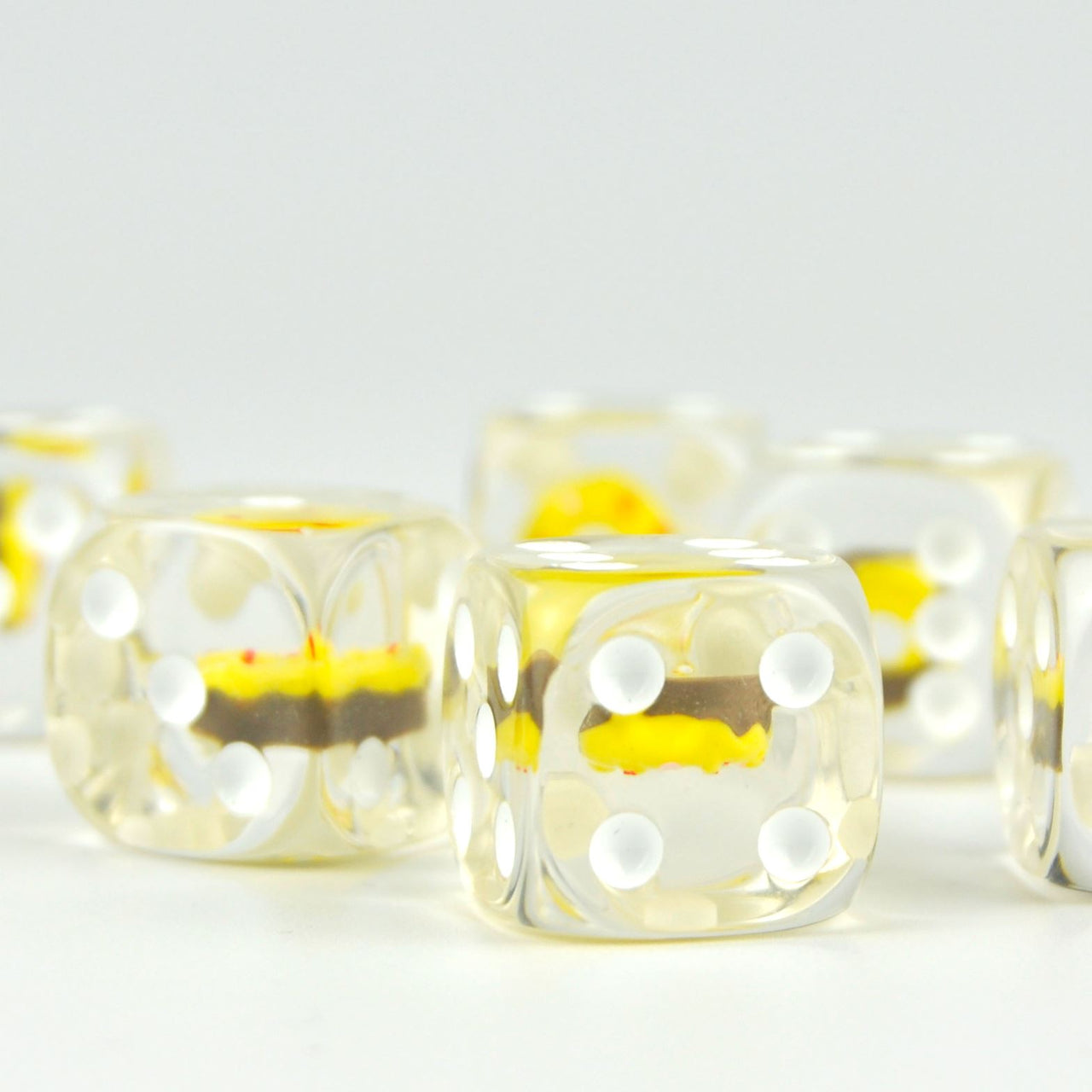 Yellow Donut in Clear Resin - 6pcs D6 RPG Dice Set