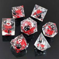 Thumbnail for 7pcs Dice Sharp Filled Liquid Cat White Font Red Clear