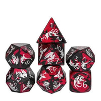 Thumbnail for 7pcs Dice Metal Aluminium White Font Dragon Red Black