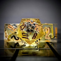 Thumbnail for Spider in Clear & Yellow Filled Sharp Resin - 7pcs RPG Dice Set