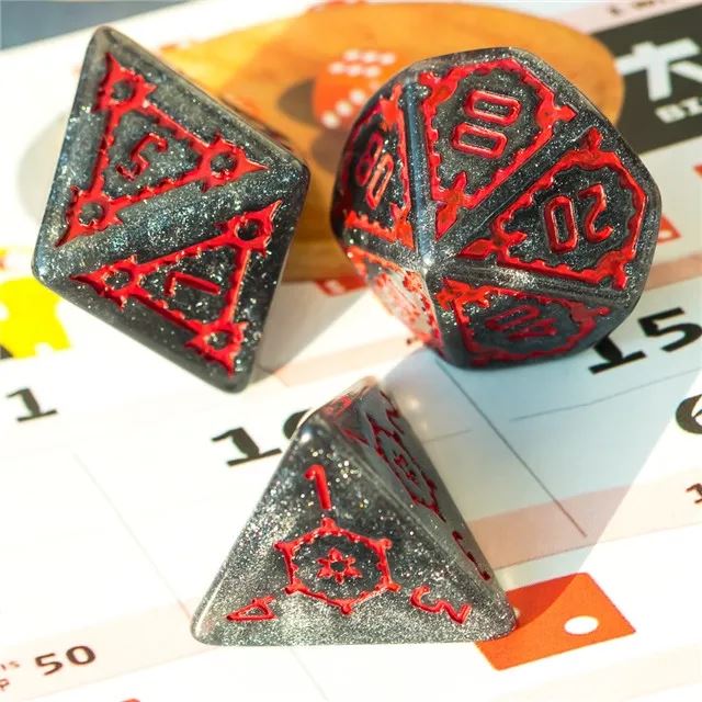 Castle on Grey Resin - 7pcs RPG Oversized Dice Set