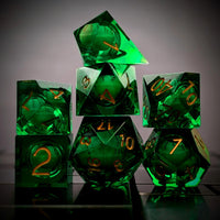 Thumbnail for Green Eye Ball in Clear & Blue Liquid Filled Sharp Resin - 7pcs RPG Dice Set