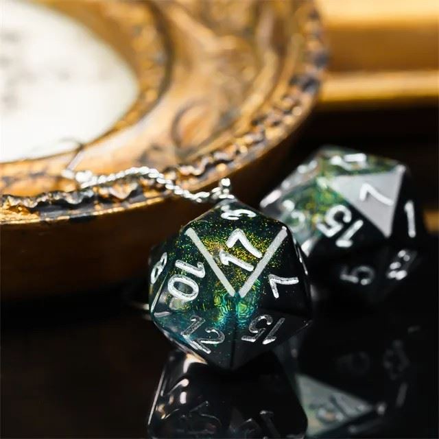 Black Clear Resin Layered - D20 Earings