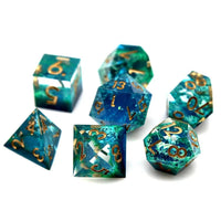 Thumbnail for Sea Floor in Blue & Clear Layered Sharp Resin - 7pcs RPG Dice Set