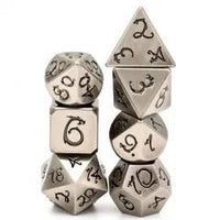 Thumbnail for Silver Metal with Black Dragon Font - 7pcs RPG Dice Set