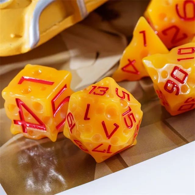 Yellow Cheese Resin -  7pcs RPG Dice Set