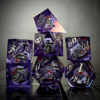 Thumbnail for Fish Ball in Clear & Purple Filled Sharp Resin - 7pcs RPG Dice Set