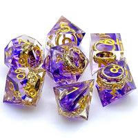 Thumbnail for Gold Ring in Purple & Clear Filled Sharp Resin - 7pcs RPG Dice Set