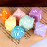Thumbnail for 7pcs RPG Full Dice Set - Solid Multicoloured Pastel Resin