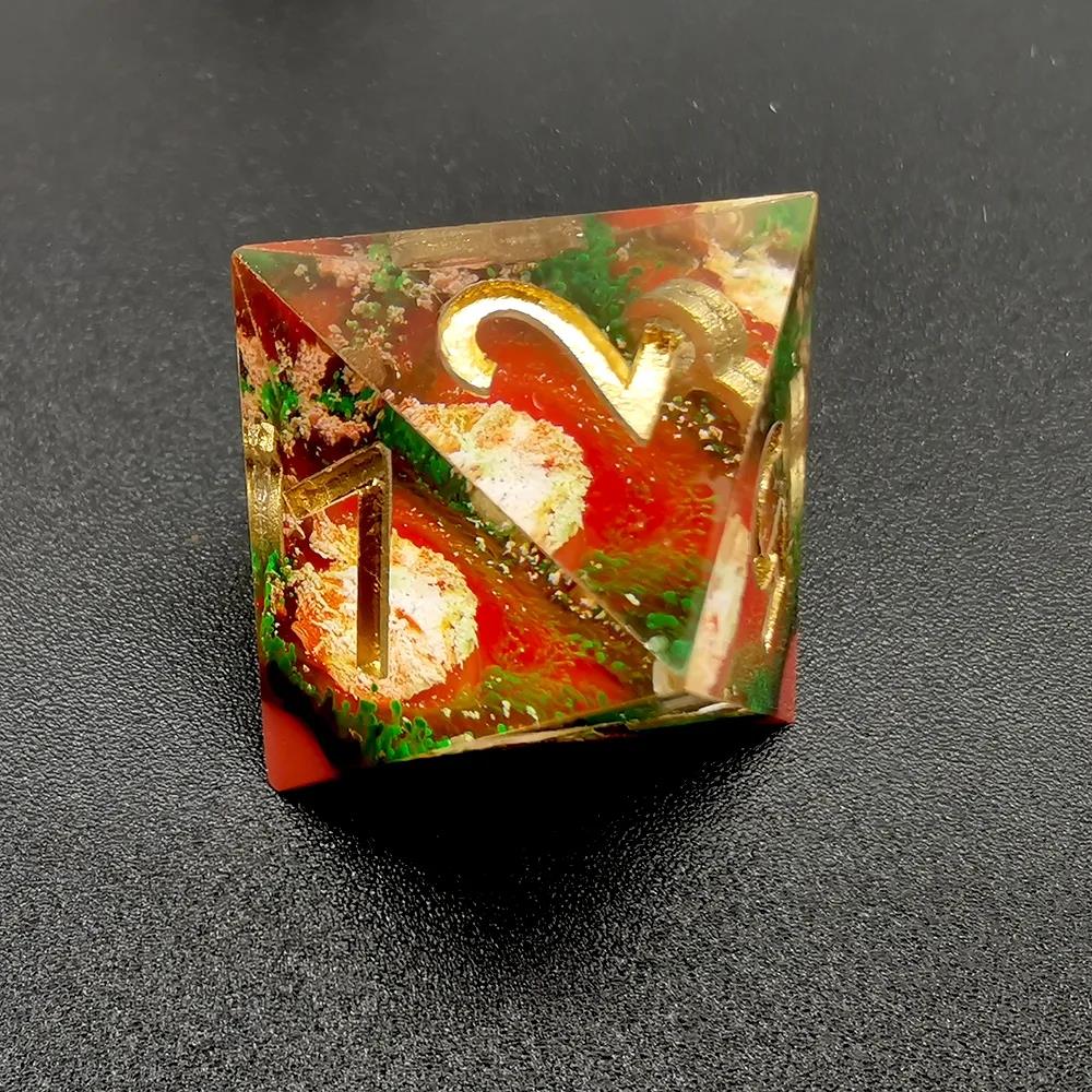 Layered Orange & Red Sharp Resin - 7pcs RPG Dice Set