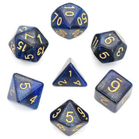 Thumbnail for Glitter in Black & Blue Acrylic - 7pcs RPG Full Dice Set