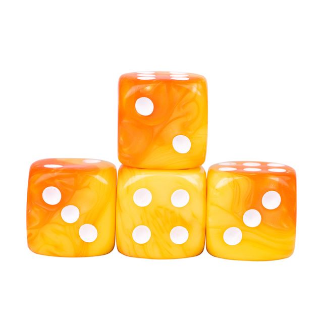 12mm Yellow & Orange Acrylic - 10pcs D6 RPG Dice Set