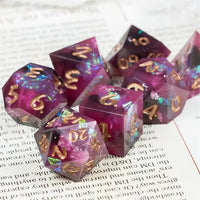 Thumbnail for Candy in Purple & Black with Copper Foil Sharp Resin - 7pcs RPG Dice Set