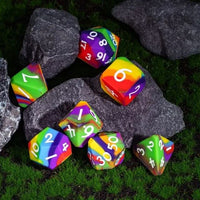 Thumbnail for Green & Purple Layered Silicone - 7pcs RPG Full Dice Set