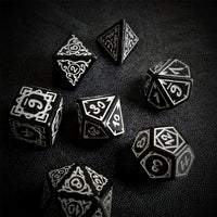 Thumbnail for White Vines on Black Acrylic - 7pcs RPG Full Dice Set