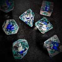 Thumbnail for Blue Mushroom in Clear Resin - 7pcs RPG Full Dice Set