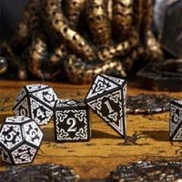 Thumbnail for White Celtic Knot on Black Acrylic - 7pcs RPG Full Dice Set