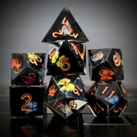 Thumbnail for 7pcs Dice Sharp Filled Butterfly Copper Font Black