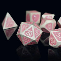 Thumbnail for 7pcs Dice Metal Enamel Silver Hearts Pink