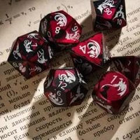 Thumbnail for 7pcs Dice Metal Aluminium White Font Dragon Red Black