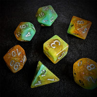 Thumbnail for Glitter in Orange & Cyan Resin - 7pcs RPG Full Dice Set