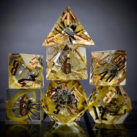 Thumbnail for Spider in Clear & Yellow Filled Sharp Resin - 7pcs RPG Dice Set