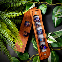 Thumbnail for 7pcs Dice Sharp Filled Liquid Copper Font Blue Purple