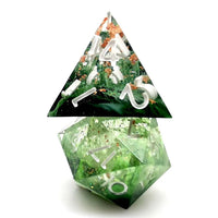 Thumbnail for Moss in Layered Clear and Black Sharp Resin - 7pcs RPG Dice Set