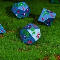 Thumbnail for Purple Lotus Flower in Blue Metal - 7pcs RPG Dice Set
