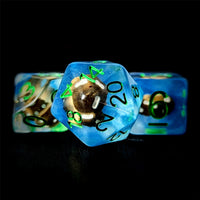 Thumbnail for Brown Mashroom in Clear & Blue Resin - 7pcs RPG Full Dice Set