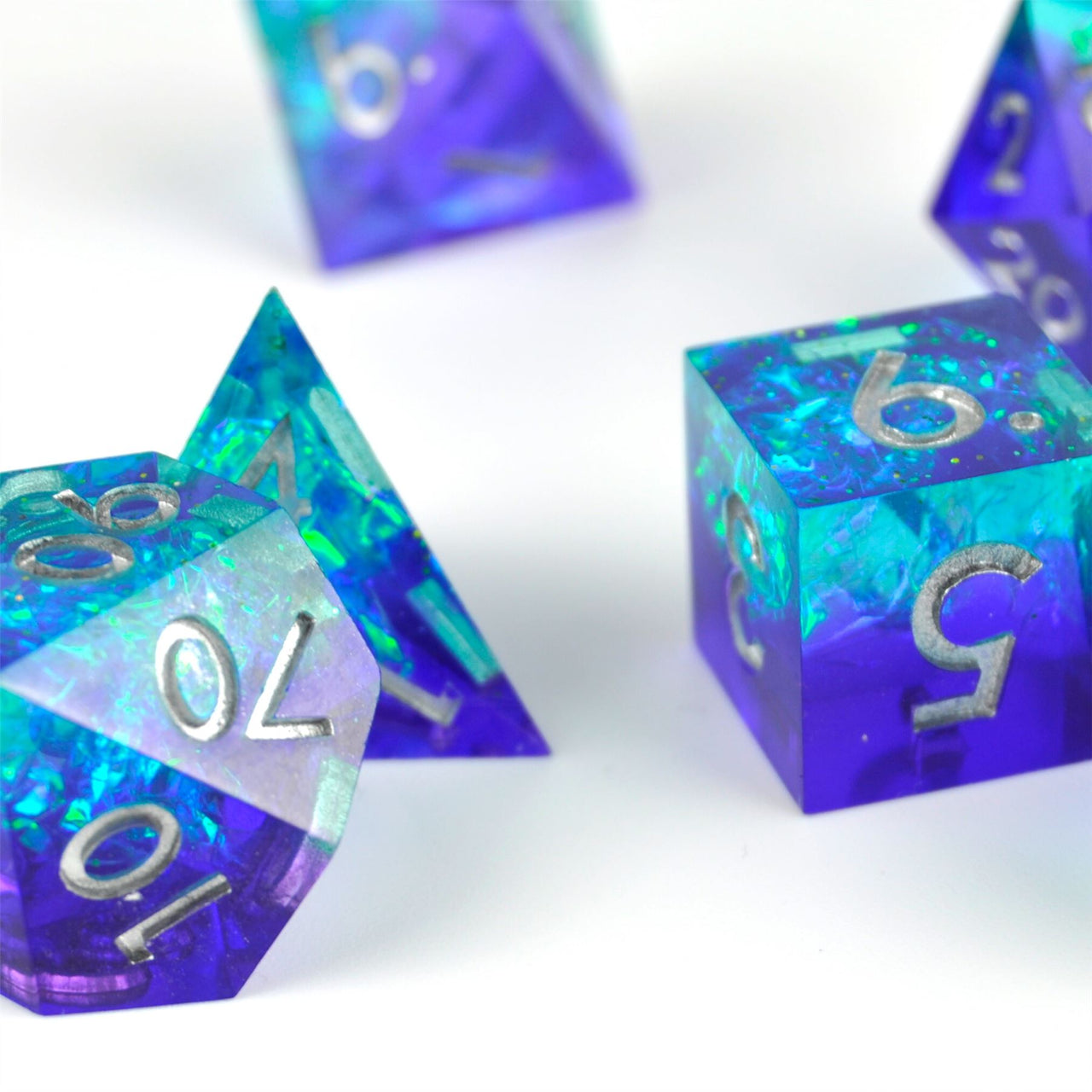 Candy in Cyan & Blue Sharp Resin - 7pcs RPG Dice Set