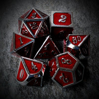 Thumbnail for Red Enamel in Silver Metal - 7pcs RPG Dice Set