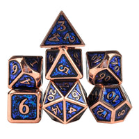 Thumbnail for Glitter Blue Enamel in Copper Metal - 7pcs RPG Dice Set