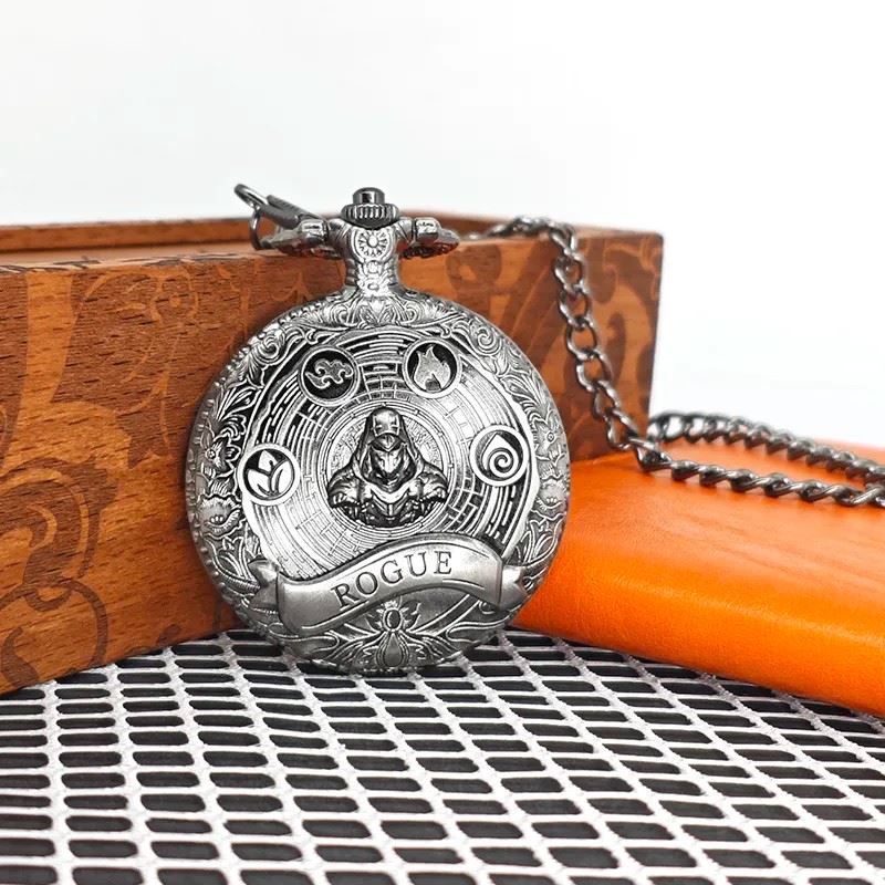 Roque on Silver Pocket Watch with Mini Dice - Pendant