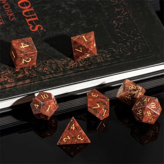 Red Granite Gemstone - 7pcs RPG Dice Set