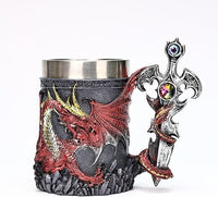 Thumbnail for Red & Silver Dragon Sword Mug - Novelty