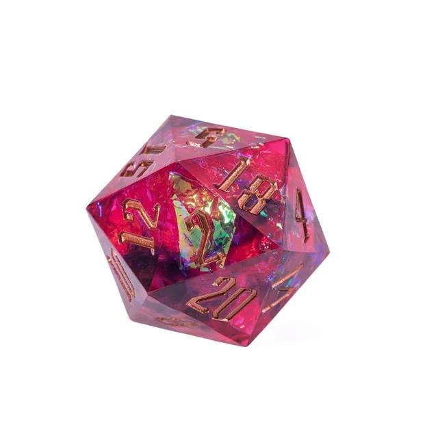 Candy in Black & Pink with White Foil Sharp Resin - D20 RPG Dice