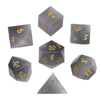 Thumbnail for Frosted Grey Cat Eye Gemstone - 7pcs RPG Dice Set