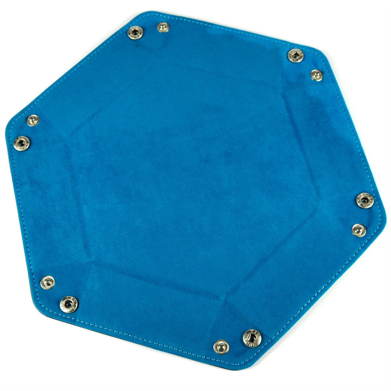 Blue Velvet & Blue PU Leather - Hexagon Hard Dice Tray