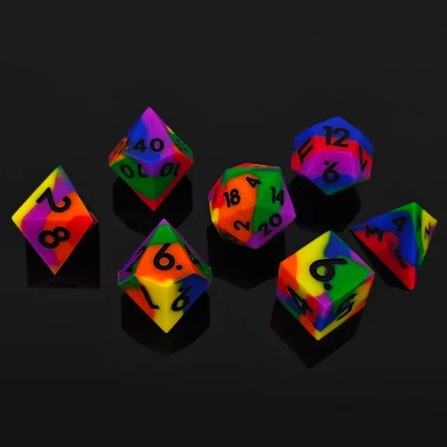 Rainbow Layered Silicone - 7pcs RPG Full Dice Set