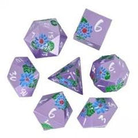 Thumbnail for Blue Lotus Flower in Purple Metal - 7pcs RPG Dice Set