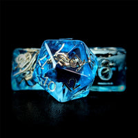 Thumbnail for Helm in Clear & Blue Resin - 7pcs RPG Full Dice Set