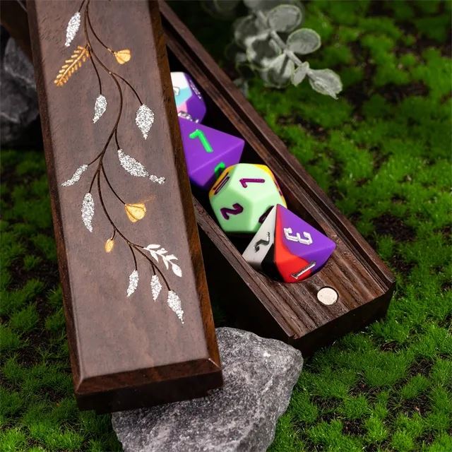 Flowers on Monzo Wood - Magnetic Dice Storage