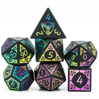 Thumbnail for Celtic Knot on Black Obsidian Gemstone - 7pcs RPG Dice Set