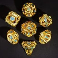 Thumbnail for 7pcs Dice Metal Hollow Lute Blue Font Gold