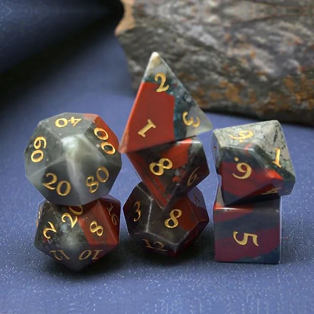 Bloodstone Gemstone - 7pcs RPG Dice Set