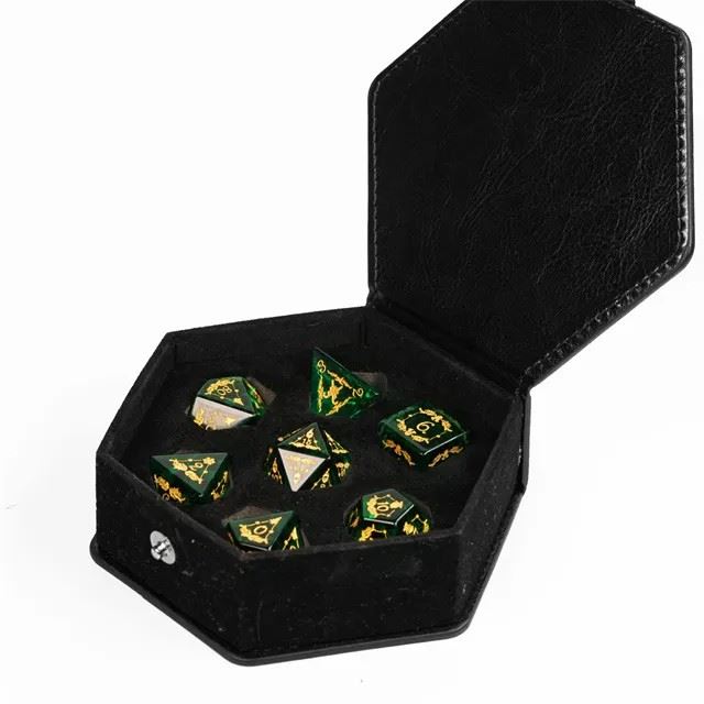 Xmas on Green Glass - 7pcs RPG Dice Set