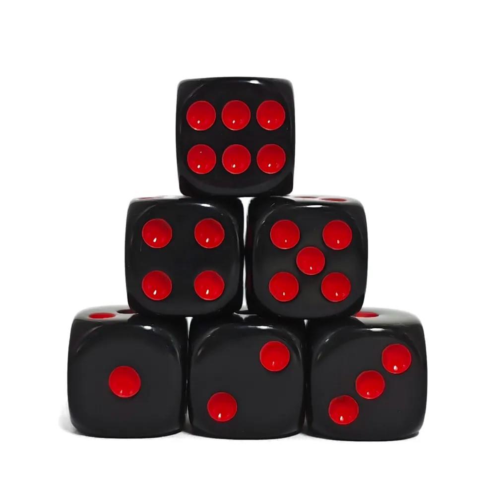 30pcs D6 16mm Dice Acrylic Pips Red Font Black